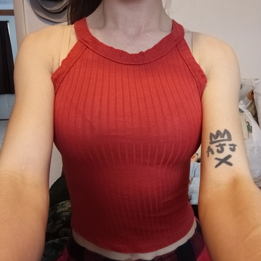 Small orange racerback tank